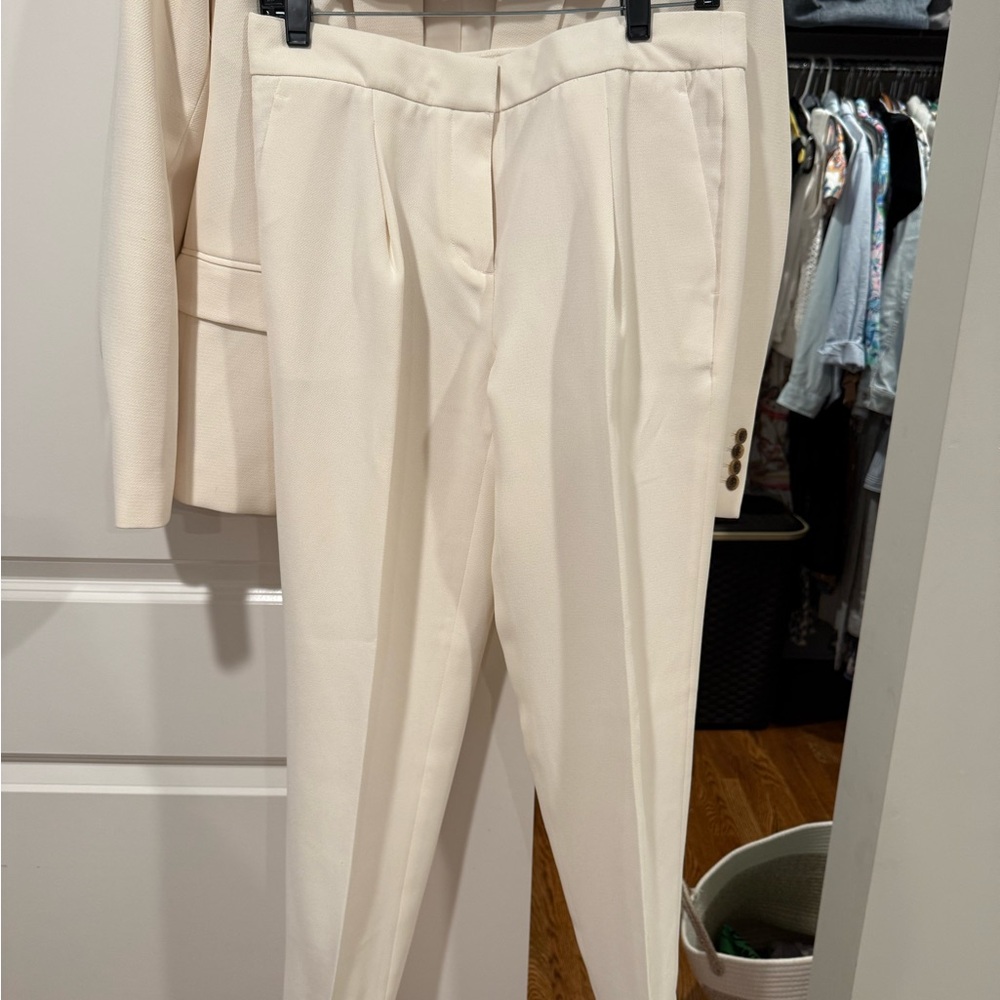 J. Crew ivory Women's crepe pleated pants